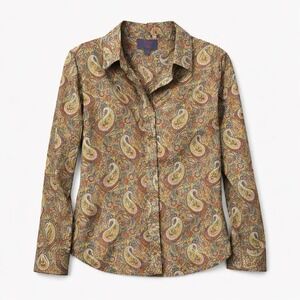 J.Crew Liberty Womens Slim Perfect Shirt Lee Manor Paisley Cotton Blouse Size 4